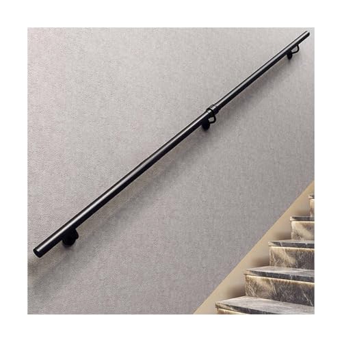HBOOMOEM Runder Handlauf，Treppe Wandhandlauf Wand Treppe，Schwarzes TreppengeläNder Aus Schmiedeeisen，Geeignet FüR HausgäRten, Flure, DachböDen, Terrassen Und Balkone.(550CM/216.5in) von HBOOMOEM
