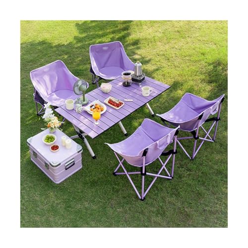 HBOOMOEM Set Klapptische Und StüHle，Robuster Tisch Und StüHle Im Freien Set ，Leicht Und Einfach Zu Tragen, Geeignet for Picknicks, Grillabende, Partys Und Reisen.(A,One Table with 4 Chairs) von HBOOMOEM