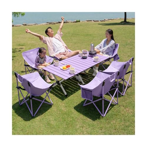 HBOOMOEM Set Klapptische Und StüHle，Robuster Tisch Und StüHle Im Freien Set ，Leicht Und Einfach Zu Tragen, Geeignet for Picknicks, Grillabende, Partys Und Reisen.(B,One Table with 6 Chairs) von HBOOMOEM