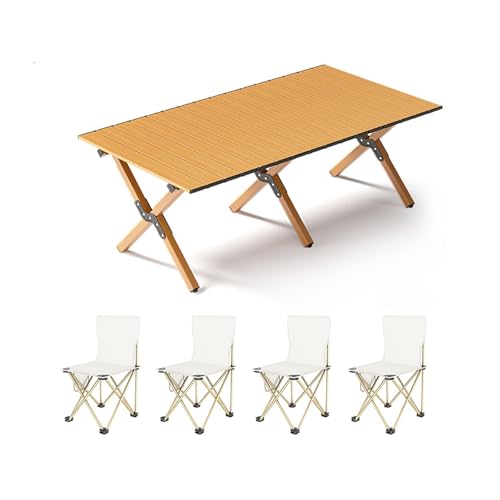HBOOMOEM Set Klapptische Und StüHle,Tragbarer Klapptisch Camping Inklusive Hockern,FüR Den AußEn- Und Innenbereich Geeignet, Geeignet Zum Grillen, Picknick, Gartenparty.(Normal,Khaki_120CM+4 Chairs) HBOOMOEM Set Klapptische Und StüHle,Tragbarer Klapptisch Camping Inklusive Hockern,FüR Den AußEn- Und Innenbereich Geeignet, Geeignet Zum Grillen, Picknick, Gartenparty.(Normal,Khaki_120CM+4 Chairs) von HBOOMOEM