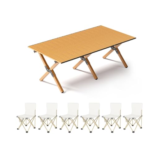 HBOOMOEM Set Klapptische Und StüHle,Tragbarer Klapptisch Camping Inklusive Hockern,FüR Den AußEn- Und Innenbereich Geeignet, Geeignet Zum Grillen, Picknick, Gartenparty.(Normal,Khaki_120CM+6 Chairs) HBOOMOEM Set Klapptische Und StüHle,Tragbarer Klapptisch Camping Inklusive Hockern,FüR Den AußEn- Und Innenbereich Geeignet, Geeignet Zum Grillen, Picknick, Gartenparty.(Normal,Khaki_120CM+6 Chairs) von HBOOMOEM
