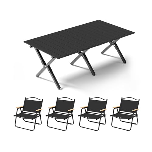 HBOOMOEM Set Klapptische Und StüHle,Tragbarer Klapptisch Camping Inklusive Hockern,FüR Den AußEn- Und Innenbereich Geeignet, Geeignet Zum Grillen, Picknick, Gartenparty.(Upgrade,Black_120CM+4 Chairs) HBOOMOEM Set Klapptische Und StüHle,Tragbarer Klapptisch Camping Inklusive Hockern,FüR Den AußEn- Und Innenbereich Geeignet, Geeignet Zum Grillen, Picknick, Gartenparty.(Upgrade,Black_120CM+4 Chairs) von HBOOMOEM