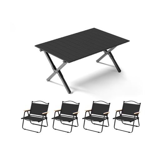 HBOOMOEM Set Klapptische Und StüHle,Tragbarer Klapptisch Camping Inklusive Hockern,FüR Den AußEn- Und Innenbereich Geeignet, Geeignet Zum Grillen, Picknick, Gartenparty.(Upgrade,Black_90CM+4 Chairs) HBOOMOEM Set Klapptische Und StüHle,Tragbarer Klapptisch Camping Inklusive Hockern,FüR Den AußEn- Und Innenbereich Geeignet, Geeignet Zum Grillen, Picknick, Gartenparty.(Upgrade,Black_90CM+4 Chairs) von HBOOMOEM
