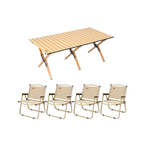 HBOOMOEM Tragbarer Picknicktisch Mit StüHlen ，Robuster Tisch Und StüHle Im Freien Set ，Geeignet FüR Camping Im Freien, Picknicks Im Garten, Catering Und Kochen.(Extra Large,120CM+4 Chairs) von HBOOMOEM