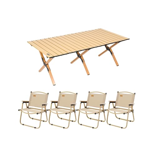 HBOOMOEM Tragbarer Picknicktisch Mit StüHlen ，Robuster Tisch Und StüHle Im Freien Set ，Geeignet FüR Camping Im Freien, Picknicks Im Garten, Catering Und Kochen.(Extra Large,150CM+4 Chairs) von HBOOMOEM