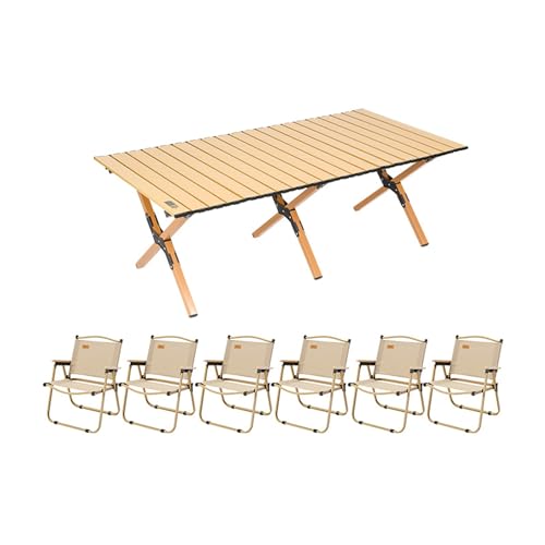 HBOOMOEM Tragbarer Picknicktisch Mit StüHlen ，Robuster Tisch Und StüHle Im Freien Set ，Geeignet FüR Camping Im Freien, Picknicks Im Garten, Catering Und Kochen.(Extra Large,150CM+6 Chairs) von HBOOMOEM