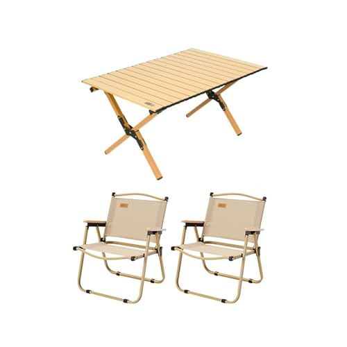 HBOOMOEM Tragbarer Picknicktisch Mit StüHlen ，Robuster Tisch Und StüHle Im Freien Set ，Geeignet FüR Camping Im Freien, Picknicks Im Garten, Catering Und Kochen.(Extra Large,90CM+2 Chairs) von HBOOMOEM