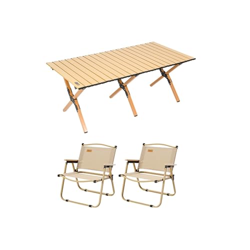 HBOOMOEM Tragbarer Picknicktisch Mit StüHlen ，Robuster Tisch Und StüHle Im Freien Set ，Geeignet FüR Camping Im Freien, Picknicks Im Garten, Catering Und Kochen.(Regular,120CM+2 Chairs) von HBOOMOEM