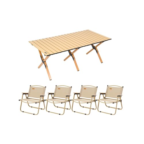 HBOOMOEM Tragbarer Picknicktisch Mit StüHlen ，Robuster Tisch Und StüHle Im Freien Set ，Geeignet FüR Camping Im Freien, Picknicks Im Garten, Catering Und Kochen.(Regular,120CM+4 Chairs) von HBOOMOEM