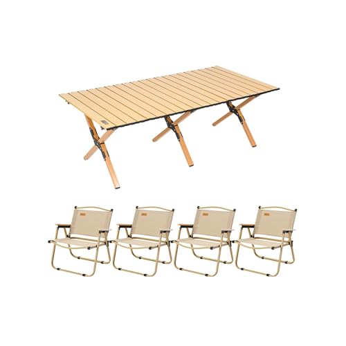 HBOOMOEM Tragbarer Picknicktisch Mit StüHlen ，Robuster Tisch Und StüHle Im Freien Set ，Geeignet FüR Camping Im Freien, Picknicks Im Garten, Catering Und Kochen.(Regular,150CM+4 Chairs) von HBOOMOEM