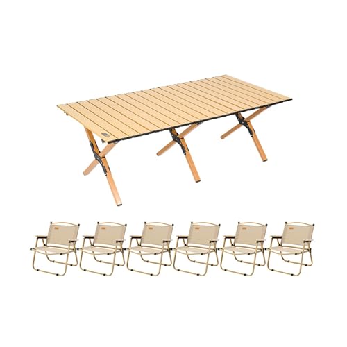 HBOOMOEM Tragbarer Picknicktisch Mit StüHlen ，Robuster Tisch Und StüHle Im Freien Set ，Geeignet FüR Camping Im Freien, Picknicks Im Garten, Catering Und Kochen.(Regular,150CM+6 Chairs) von HBOOMOEM
