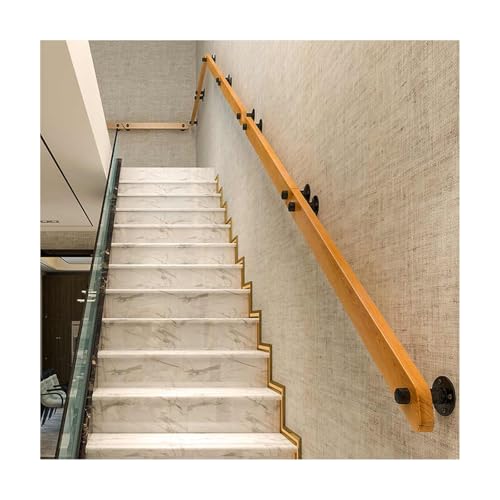 HBOOMOEM Treppe Wandhandlauf Wand Treppe，Handlauf Aus Massivem Eichenholz，Geeignet FüR äLtere Menschen, Postoperative Patienten, Schwangere Frauen Und Behinderte.(280CM/110.2in) von HBOOMOEM