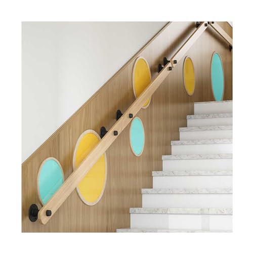 HBOOMOEM Treppe Wandhandlauf Wand Treppe，Holz Handlauf Mit Wandmontage Set，Wird Mit Einem Installationskit Geliefert，DachböDen Und Garagentreppen Geeignet Ist.(Wood,280CM/110.2in) von HBOOMOEM