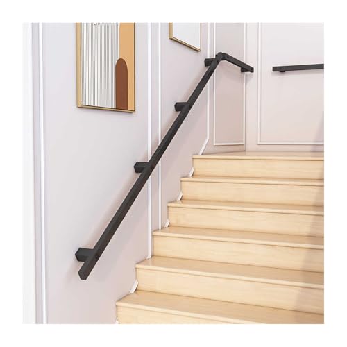 HBOOMOEM Treppe Wandhandlauf Wand Treppe，Schwarzes TreppengeläNder Aus Schmiedeeisen，Einfach Zu Installieren, Geeignet FüR DachböDen, Flure, Bars Und GeläNder.(280CM/110.2in) von HBOOMOEM