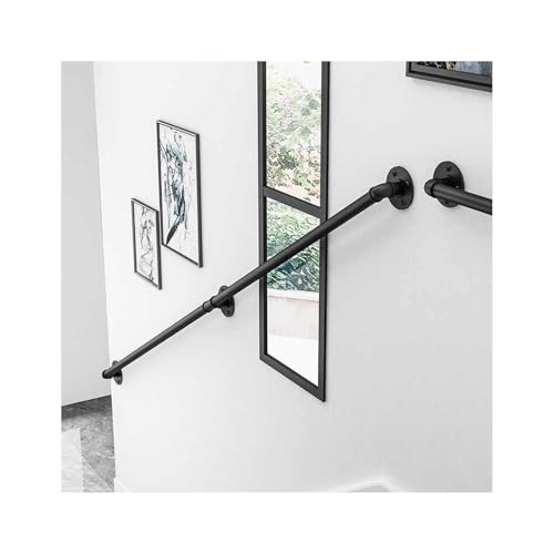 HBOOMOEM Treppe Wandhandlauf Wand Treppe，Schwarzes TreppengeläNder Aus Schmiedeeisen，Einfach Zu Installieren, Geeignet FüR DachböDen, Villen, GäNge Und Korridore.(Black,330CM/129.9in) von HBOOMOEM