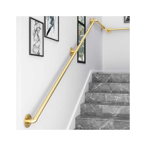 HBOOMOEM Treppe Wandhandlauf Wand Treppe，Schwarzes TreppengeläNder Aus Schmiedeeisen，Einfach Zu Installieren, Geeignet FüR DachböDen, Villen, GäNge Und Korridore.(Gold,120CM/47.3in) von HBOOMOEM