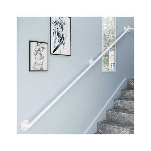 HBOOMOEM Treppe Wandhandlauf Wand Treppe，Schwarzes TreppengeläNder Aus Schmiedeeisen，Einfach Zu Installieren, Geeignet FüR DachböDen, Villen, GäNge Und Korridore.(White,330CM/129.9in) von HBOOMOEM