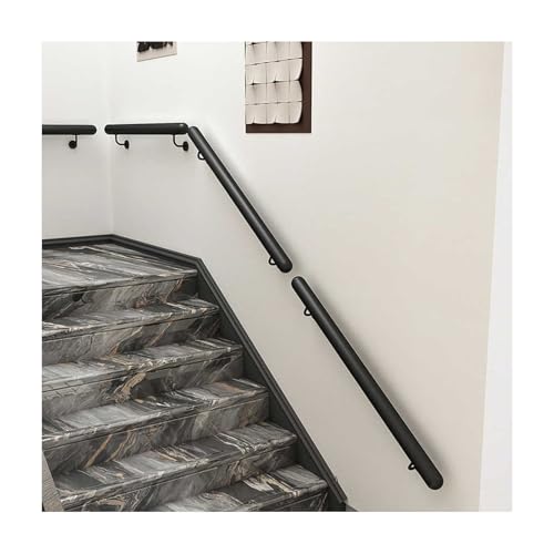 HBOOMOEM Treppe Wandhandlauf Wand Treppe，Schwarzes TreppengeläNder Aus Schmiedeeisen，Einfach Zu Installieren, Geeignet FüR Kinder, Behinderte Menschen Und äLtere Menschen.(Black,120CM/47.2in) von HBOOMOEM