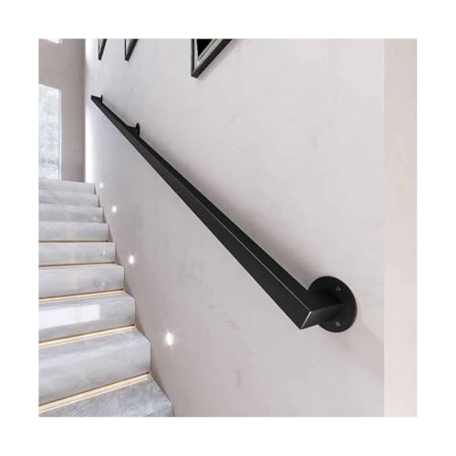 HBOOMOEM Treppe Wandhandlauf Wand Treppe，Schwarzes TreppengeläNder Aus Schmiedeeisen，Einfach Zu Installieren, Geeignet FüR Kinder, Behinderte Menschen Und äLtere Menschen.(Black,120CM/47.3in) von HBOOMOEM
