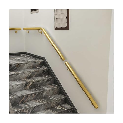 HBOOMOEM Treppe Wandhandlauf Wand Treppe，Schwarzes TreppengeläNder Aus Schmiedeeisen，Einfach Zu Installieren, Geeignet FüR Kinder, Behinderte Menschen Und äLtere Menschen.(Gold,400CM/157.5in) von HBOOMOEM