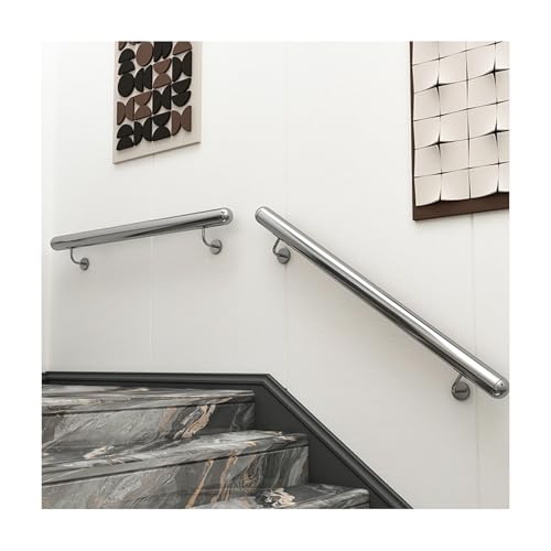 HBOOMOEM Treppe Wandhandlauf Wand Treppe，Schwarzes TreppengeläNder Aus Schmiedeeisen，Einfach Zu Installieren, Geeignet FüR Kinder, Behinderte Menschen Und äLtere Menschen.(Silver,550CM/216.5in) von HBOOMOEM