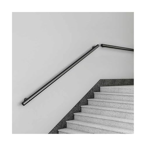 HBOOMOEM Treppe Wandhandlauf Wand Treppe，Schwarzes TreppengeläNder Aus Schmiedeeisen，Wird Mit Einem Installationskit Geliefert, Geeignet FüR BüRos, Garagen Und Balkone.(Black,300CM/118.1in) von HBOOMOEM