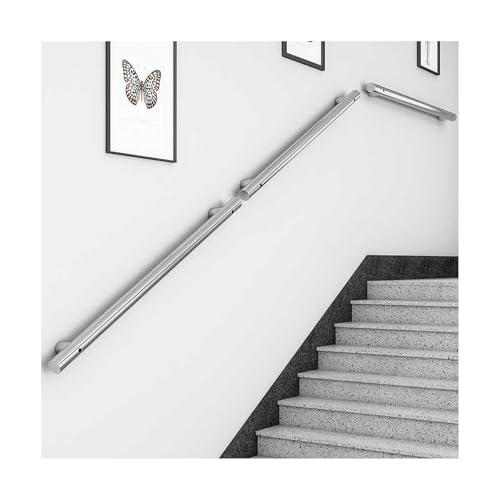 HBOOMOEM Treppe Wandhandlauf Wand Treppe，Schwarzes TreppengeläNder Aus Schmiedeeisen，Wird Mit Einem Installationskit Geliefert, Geeignet FüR BüRos, Garagen Und Balkone.(Silver,400CM/157.5in) von HBOOMOEM