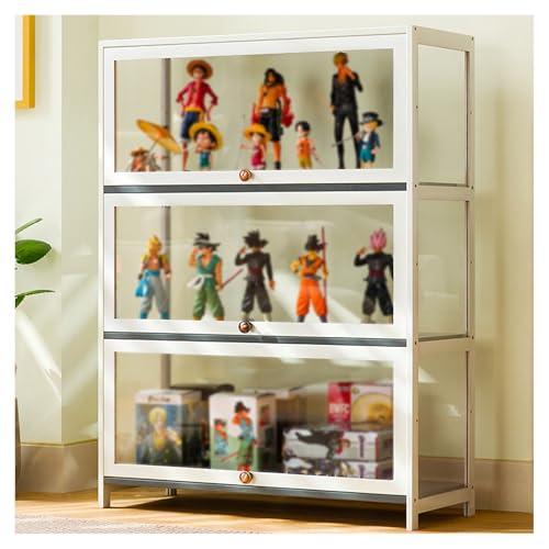 HBOOMOEM Vitrine，Curio-Schrank Mit AcryltüRen，Versiegelt Und Staubdicht Vitrine，Rahmen Aus NatüRlichem Bambus Lego-Vitrine，Allseitig Transparent, Starke TragfäHigkeit.(106*80*32CM/41.7*31.5*12.6in) von HBOOMOEM