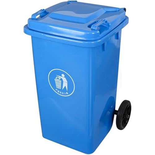 HBSSP 100L 120L 240L Außenmülleimer mit Rädern Schwerer Großer Abfallbehälter Mit Deckel Kommerziellen Abfallbehälter für Veranda, Hinterhof, Terrasse, Patio(Blue,100L) von HBSSP