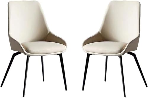 HBSSP 2er-Set Küchen Esszimmerstühle Mikrofaserleder Lounge-/Thekenstühle Wohnzimmer Stabile Metallbeine Karbonstahl for Büro, Lounge, Esszimmer, Küche, Schlafzimmer(Off White) von HBSSP