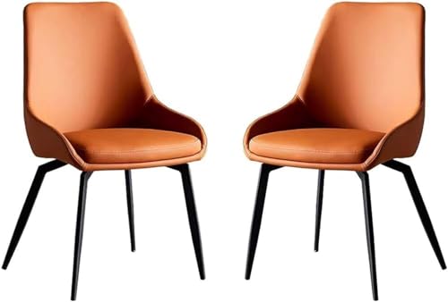 HBSSP 2er-Set Küchen Esszimmerstühle Mikrofaserleder Lounge-/Thekenstühle Wohnzimmer Stabile Metallbeine Karbonstahl for Büro, Lounge, Esszimmer, Küche, Schlafzimmer(Orange) von HBSSP