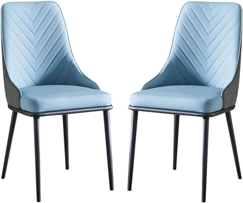 HBSSP 2er-Set Küchen-Esszimmerstühle PU-Leder mit Ergonomischer Rückenlehne Und Metallbeinen for Theken, Lounge, Wohnzimmer, Empfangsstuhl(Light Blue) von HBSSP