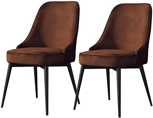 HBSSP 2er Set Küchen-Wohnzimmer-Stühle mit Metallbeinen Samtsitz Und Rückenlehne Für Büro-Lounge-Esszimmer-Schlafzimmer(Brown,Black feet) von HBSSP