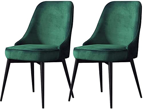 HBSSP 2er Set Küchen-Wohnzimmer-Stühle mit Metallbeinen Samtsitz Und Rückenlehne Für Büro-Lounge-Esszimmer-Schlafzimmer(Green,Black feet) von HBSSP