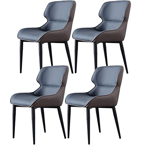 HBSSP 4er-Set Esszimmerstuhl Modernen Design Wasserdichter PU-Leder-Beistellstuhl Mit Metallbeinen Küche Wohnzimmer Lounge-Thekenstühle(Blue) von HBSSP
