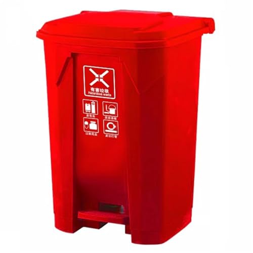 HBSSP 50L 80L 100 Abfallbehälter Mit Deckel für Haushaltsgebrauch, Gewerbliche Nutzung Küche, Veranda, Hinterhof, Terrasse(Red,50L) von HBSSP