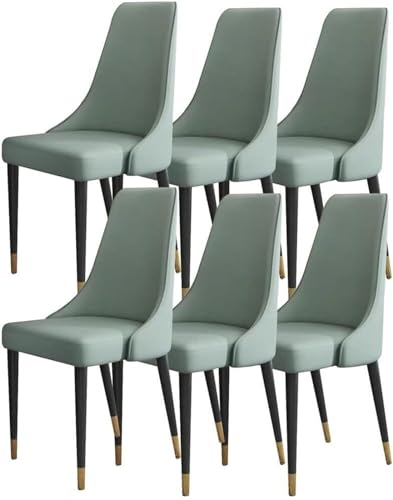HBSSP 6er-Set Küchen Esszimmerstühle Mikrofaser-Leder Wohnzimmer-Seitenstühle Loungesessel mit Holzbeinen Ergonomischer Sitz(Matcha Green) von HBSSP