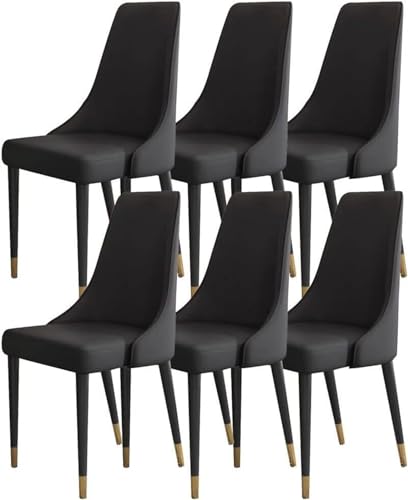 HBSSP 6er-Set Küchen Esszimmerstühle Mikrofaser-Leder Wohnzimmer-Seitenstühle Loungesessel mit Holzbeinen Ergonomischer Sitz(Negro) von HBSSP