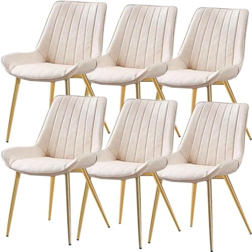 HBSSP 6er-Set Küchen Esszimmerstühle PU-Leder mit Weich Gepolsterter Sitzfläche Und Metallbeinen Moderne Wohnzimmer-Seitenstühle for Büro Lounge, Esszimmer, Küche, Schlafzimmer(Ivory White) von HBSSP