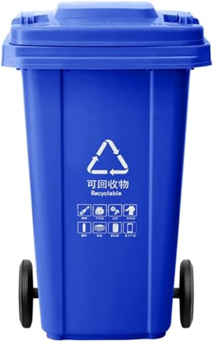 HBSSP 80L/100L/120L/240L Große Abfalleimer Mit Rädern Deckel Kommerziellen Große Abfalleimer Outdoor für Patios, Küchen Und Outdoor Entertainment(Blue,100L) von HBSSP