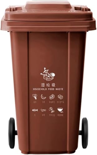 HBSSP 80L/100L/120L/240L Große Abfalleimer Mit Rädern Deckel Kommerziellen Große Abfalleimer Outdoor für Patios, Küchen Und Outdoor Entertainment(Braun,120L) von HBSSP
