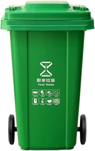 HBSSP 80L/100L/120L/240L Große Abfalleimer Mit Rädern Deckel Kommerziellen Große Abfalleimer Outdoor für Patios, Küchen Und Outdoor Entertainment(Green,80L) von HBSSP