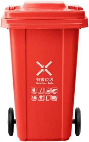 HBSSP 80L/100L/120L/240L Große Abfalleimer Mit Rädern Deckel Kommerziellen Große Abfalleimer Outdoor für Patios, Küchen Und Outdoor Entertainment(Red,80L) von HBSSP