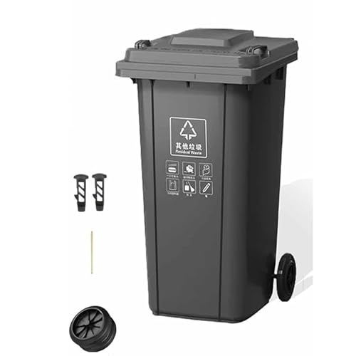 HBSSP Außenabfallbehälter 80L 100L 120L 240L Großer Abfallbehälter Mit Deckel Rädern, Robuste Kommerzielle Abfallbehälter, Für Außenküchen(,120L) von HBSSP