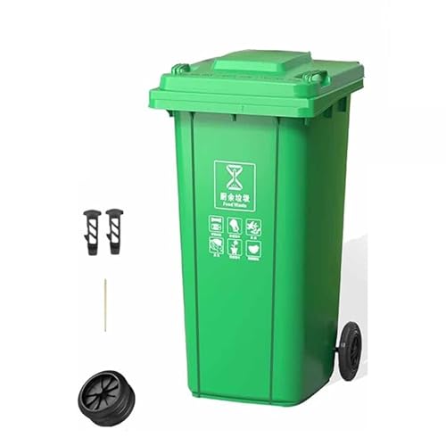 HBSSP Außenmülleimer 80L 100L 120L 240L Große Abfallbehälter Mit Deckel Räder, Robuste Kommerzielle Abfallbehälter, Für Außenküchen(Grün, 100L) von HBSSP