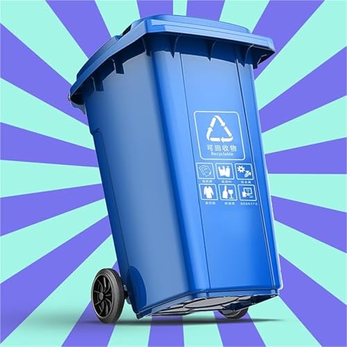 HBSSP Außenmülleimer 80L 100L 120L 240L Großer Abfallbehälter, Robuste Küche Außenabfallbehälter Mit Rädern Und Deckel, Perfekt Für Haus Und Garage(Blue,240L) von HBSSP