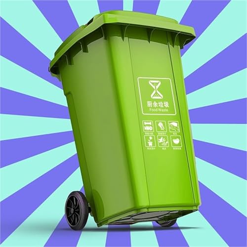HBSSP Außenmülleimer 80L 100L 120L 240L Großer Abfallbehälter, Robuste Küche Außenabfallbehälter Mit Rädern Und Deckel, Perfekt Für Haus Und Garage(Green,80L) von HBSSP