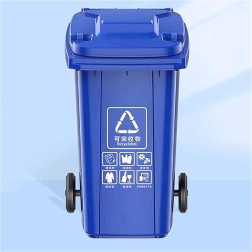 HBSSP Außenmülleimer Mit Rädern Deckel 80L 100L 120L 240L Schwerer Großer Abfallbehälter Für Patios, Küchen Outdoor Entertainment(Blue,240L) von HBSSP