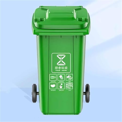 HBSSP Außenmülleimer Mit Rädern Deckel 80L 100L 120L 240L Schwerer Großer Abfallbehälter Für Patios, Küchen Outdoor Entertainment(Green,80L) von HBSSP