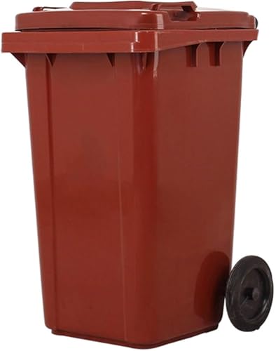 HBSSP Außenmülleimer mit Deckel Kunststoff Kommerziellen Mülleimer mit großer Kapazität, langer zylindrischer Mülleimer Für Außenkortierung, 4 Farben Mülleimer Außen(Braun,100L) von HBSSP